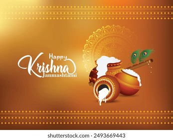 Happy krishna janmashtami vector illustration background
