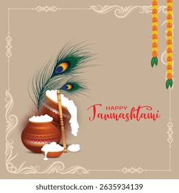 Happy Krishna Janmashtami Vetor Imagens