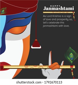 Happy krishna Janmashtami | Krishna janmashtami vector modern art