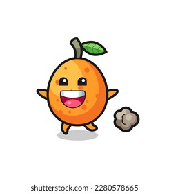the happy kumquat cartoon with running pose , cute style design for t shirt, sticker, logo element