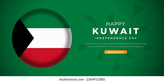 Happy Kuwait Independence Day Design Paper Cut Shapes Background Illustration for Poster, Banner, Advertising, Greeting Card