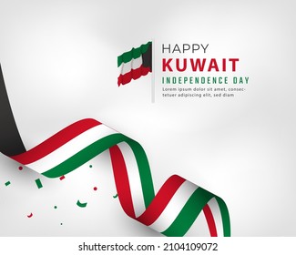 Happy Kuwait Independence Day February 25th Celebration Vector Design Illustration. Template for Poster, Banner, Advertising, Greeting Card or Print Design Element