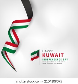 Happy Kuwait Independence Day February 25th Celebration Vector Design Illustration. Template for Poster, Banner, Advertising, Greeting Card or Print Design Element