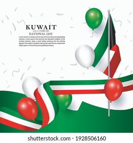 happy kuwait national day, country flag background, Anniversary design