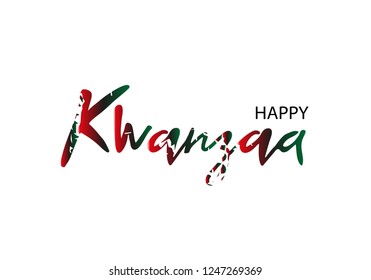 Happy kvanzaa greeting card or background in grunge style. Shabby text. Vector illustration.