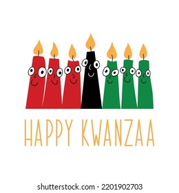 Happy Kwanzaa. African American holidays card. Traditional Kwanzaa symbols.