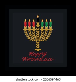 Happy Kwanzaa. African American holidays card. Traditional Kwanzaa symbols.