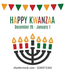 Happy Kwanzaa. African celebration. Vector illustration on white background. 