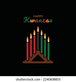 Happy Kwanzaa. African celebration. Vector illustration on black background. 