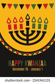 Feliz Kwanzaa. Celebración africana. Ilustración vectorial.