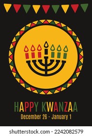 Feliz Kwanzaa. Celebración africana. Ilustración vectorial.