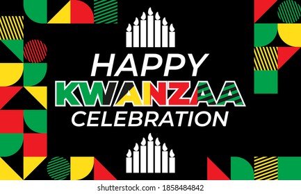 Happy Kwanzaa. Is an annual celebration of African-American culture which is held from December 26 to January 1. African American cultures festival. Vector illustration EPS 10.