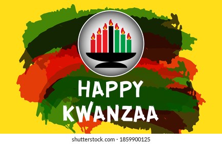 Happy Kwanzaa. Is an annual celebration of African-American culture which is held from December 26 to January 1. African American cultures festival. Vector illustration EPS 10.