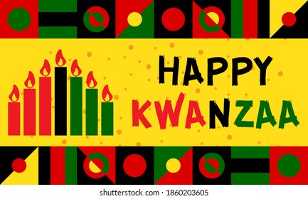Happy Kwanzaa. Is an annual celebration of African-American culture which is held from December 26 to January 1. African American cultures festival. Vector illustration EPS 10.