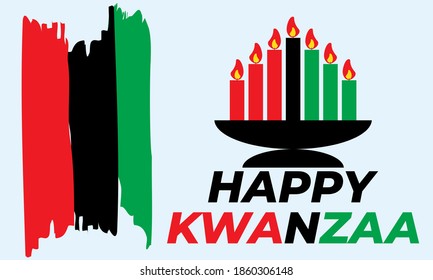 Happy Kwanzaa. Is an annual celebration of African-American culture which is held from December 26 to January 1. African American cultures festival. Vector illustration EPS 10.