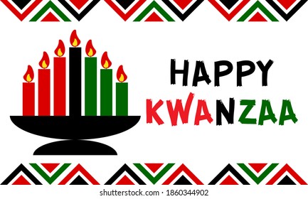 Happy Kwanzaa. Is an annual celebration of African-American culture which is held from December 26 to January 1. African American cultures festival. Vector illustration EPS 10.