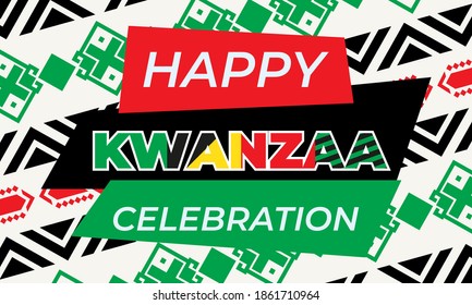 Happy Kwanzaa. Is an annual celebration of African-American culture which is held from December 26 to January 1. African American cultures festival. Vector illustration EPS 10.