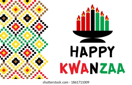 Happy Kwanzaa. Is an annual celebration of African-American culture which is held from December 26 to January 1. African American cultures festival. Vector illustration EPS 10.