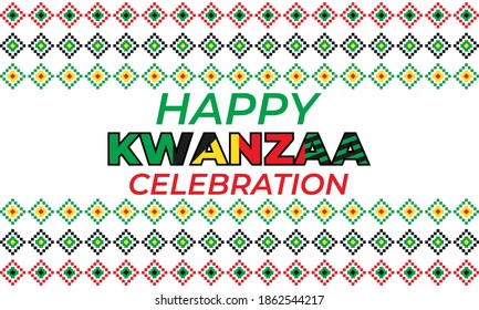 Happy Kwanzaa. Is an annual celebration of African-American culture which is held from December 26 to January 1. African American cultures festival. Vector illustration EPS 10.