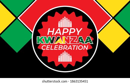 Happy Kwanzaa. Is an annual celebration of African-American culture which is held from December 26 to January 1. African American cultures festival. Vector illustration EPS 10.