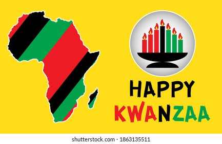 Happy Kwanzaa. Is an annual celebration of African-American culture which is held from December 26 to January 1. African American cultures festival. Vector illustration EPS 10.