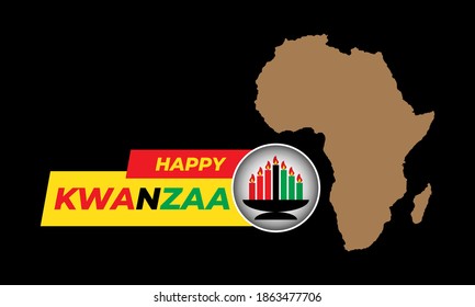 Happy Kwanzaa. Is an annual celebration of African-American culture which is held from December 26 to January 1. African American cultures festival. Vector illustration EPS 10.