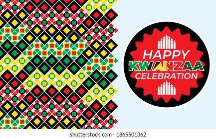 Happy Kwanzaa. Is an annual celebration of African-American culture which is held from December 26 to January 1. African American cultures festival. Vector illustration EPS 10.