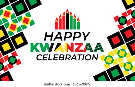 Happy Kwanzaa. Is an annual celebration of African-American culture which is held from December 26 to January 1. African American cultures festival. Vector illustration EPS 10.