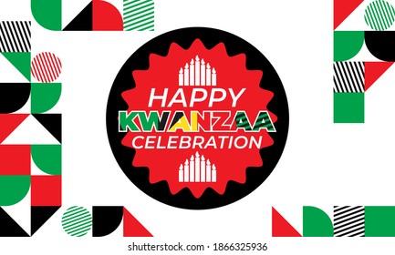 Happy Kwanzaa. Is an annual celebration of African-American culture which is held from December 26 to January 1. African American cultures festival. Vector illustration EPS 10.