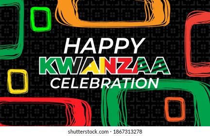 Happy Kwanzaa. Is an annual celebration of African-American culture which is held from December 26 to January 1. African American cultures festival. Vector illustration EPS 10.
