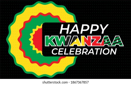 Happy Kwanzaa. Is an annual celebration of African-American culture which is held from December 26 to January 1. African American cultures festival. Vector illustration EPS 10.