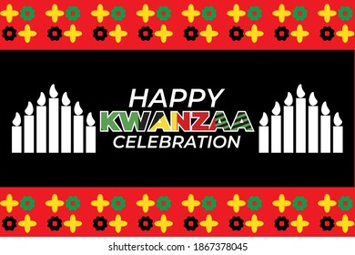 Happy Kwanzaa. Is an annual celebration of African-American culture which is held from December 26 to January 1. African American cultures festival. Vector illustration EPS 10.