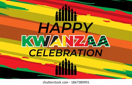 Happy Kwanzaa. Is an annual celebration of African-American culture which is held from December 26 to January 1. African American cultures festival. Vector illustration EPS 10.