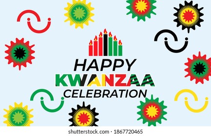 Happy Kwanzaa. Is an annual celebration of African-American culture which is held from December 26 to January 1. African American cultures festival. Vector illustration EPS 10.