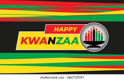 Feliz Kwanzaa. Es una celebración anual de la cultura afroamericana que se lleva a cabo del 26 de diciembre al 1 de enero. Festival de las culturas afroamericanas. Ilustración del vector EPS 10.