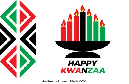 Happy Kwanzaa. Is an annual celebration of African-American culture which is held from December 26 to January 1. African American cultures festival. Vector illustration EPS 10.