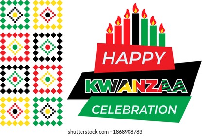 Happy Kwanzaa. Is an annual celebration of African-American culture which is held from December 26 to January 1. African American cultures festival. Vector illustration EPS 10.