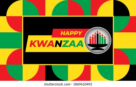 Happy Kwanzaa. Is an annual celebration of African-American culture which is held from December 26 to January 1. African American cultures festival. Vector illustration EPS 10.