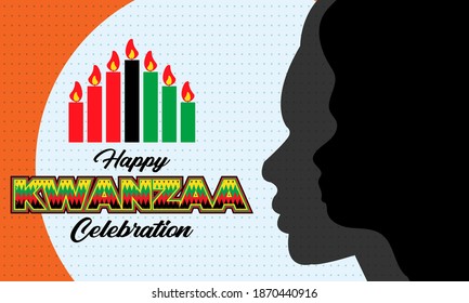 Happy Kwanzaa. Is an annual celebration of African-American culture which is held from December 26 to January 1. African American cultures festival. Vector illustration EPS 10.