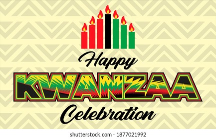 Happy Kwanzaa. Is an annual celebration of African-American culture which is held from December 26 to January 1. African American cultures festival. Vector illustration EPS 10.