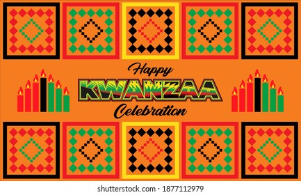 Happy Kwanzaa. Is an annual celebration of African-American culture which is held from December 26 to January 1. African American cultures festival. Vector illustration EPS 10.