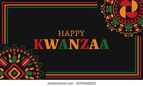 Happy Kwanzaa background. Holiday concept. Banner, placard, card, and poster design template. Vector illustration.