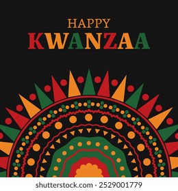 Banner kwanzaa feliz com ornamento abstrato comemorando feriado anual. Ilustração vetorial.