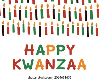 Happy Kwanzaa - banner with candles. African American ethnic cultural holiday. Colorful bright greeting card, social media post