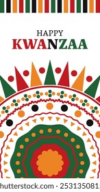 Feliz design de banner kwanzaa com padrão africano tradicional