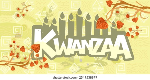 Feliz Kwanzaa - banner, cartaz, ilustração
