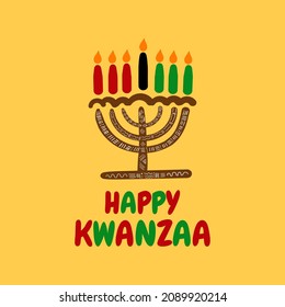 Happy Kwanzaa banner, social media post African American traditional celebration, vector	