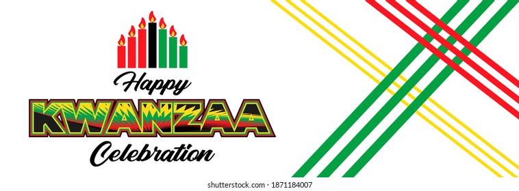 Happy Kwanzaa Celebration. Is an annual celebration of African-American culture which is held from December 26 to January 1. African American cultures festival. Vector illustration EPS 10.