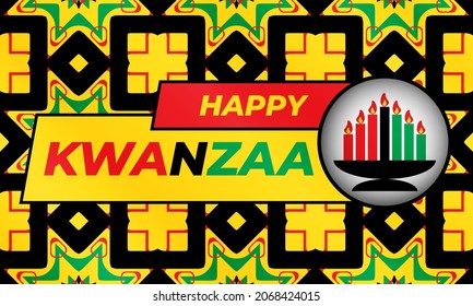 Happy Kwanzaa Celebration. Is an annual celebration of African-American culture which is held from December 26 to January 1. African American cultures festival. Vector illustration EPS 10.