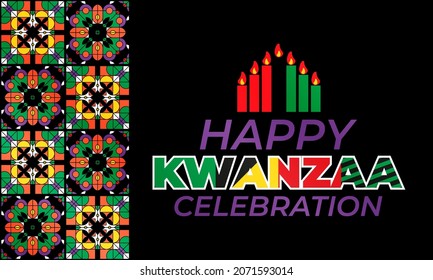 Happy Kwanzaa Celebration. Is an annual celebration of African-American culture which is held from December 26 to January 1. African American cultures festival. Vector illustration EPS 10.